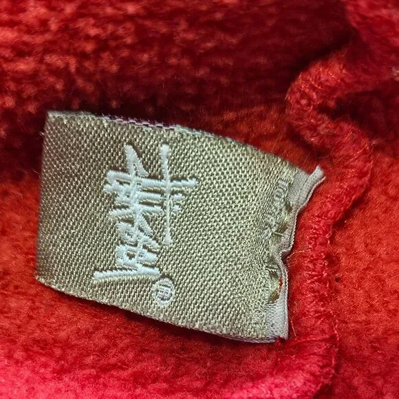 Vintage  Red Stussy graffiti logo "1980" pullover hoodie mens XL Made in USA - Picture 10 of 12